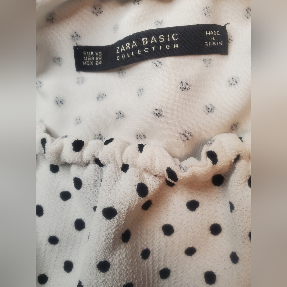 ZARA Collection Polka Dot Off-Shoulder Mini Dress Size: XS - Picture 6 of 6